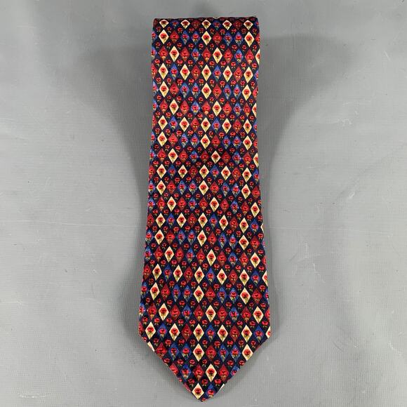 UNGARO Black Red Abstract Floral Silk Tie - Picture 3 of 6